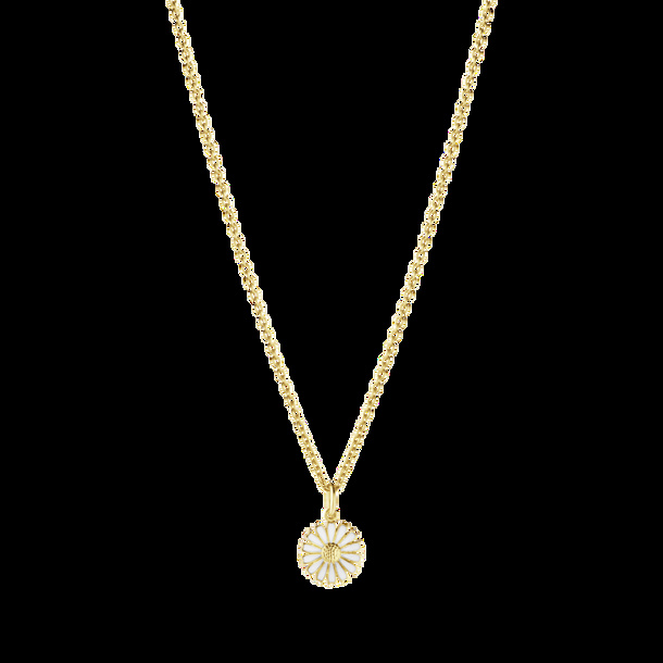 DAISY Pendant gold-plated silver WHITE ENAMEL 11 MM