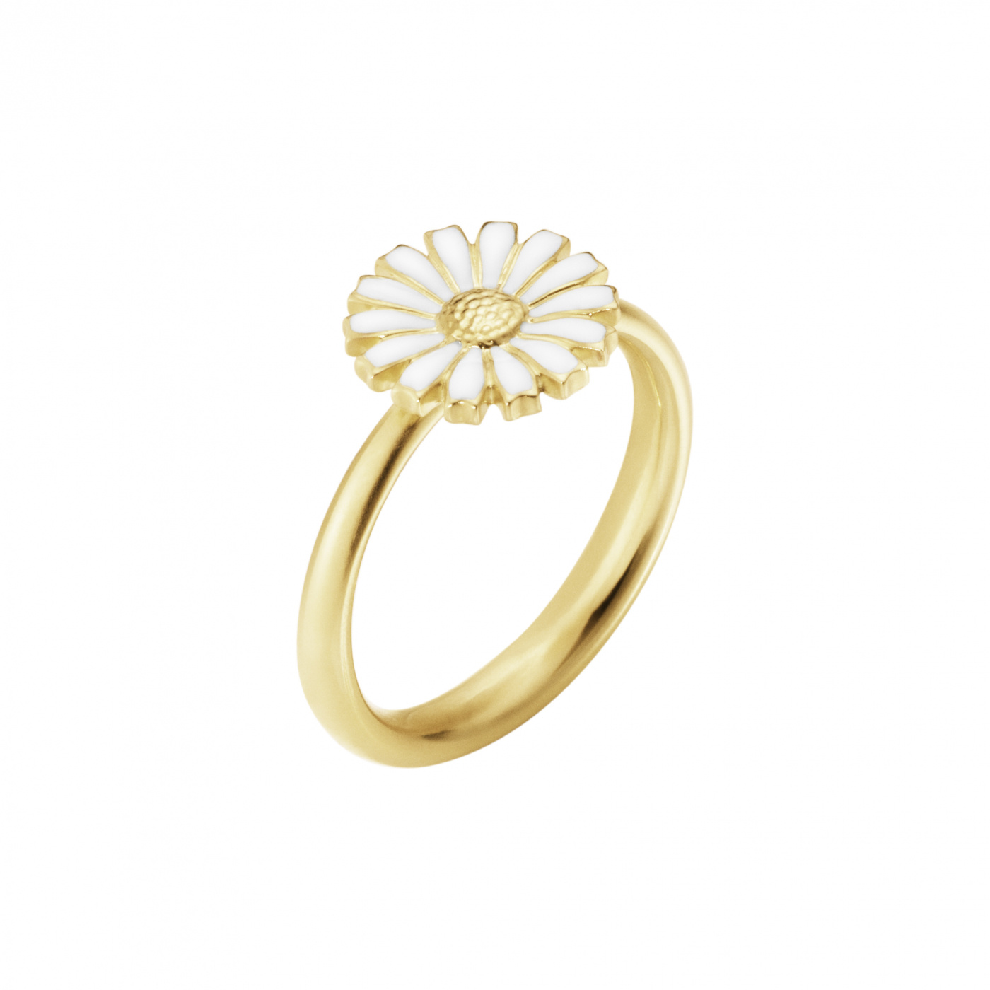 DAISY Ring gold-plated silver WHITE ENAMEL 11 MM