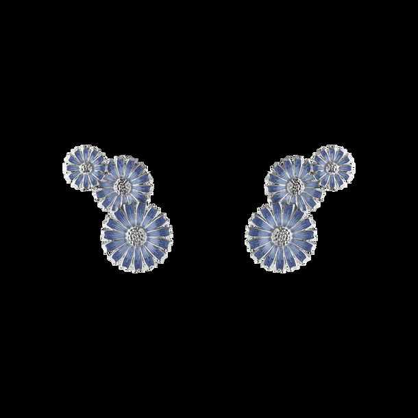 DAISY 3 FLOWER Earrings BLUE