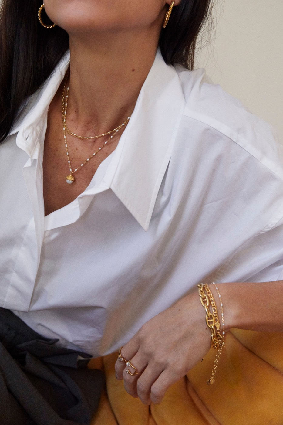 Letters beaded Halsketten 40-45 white Gold