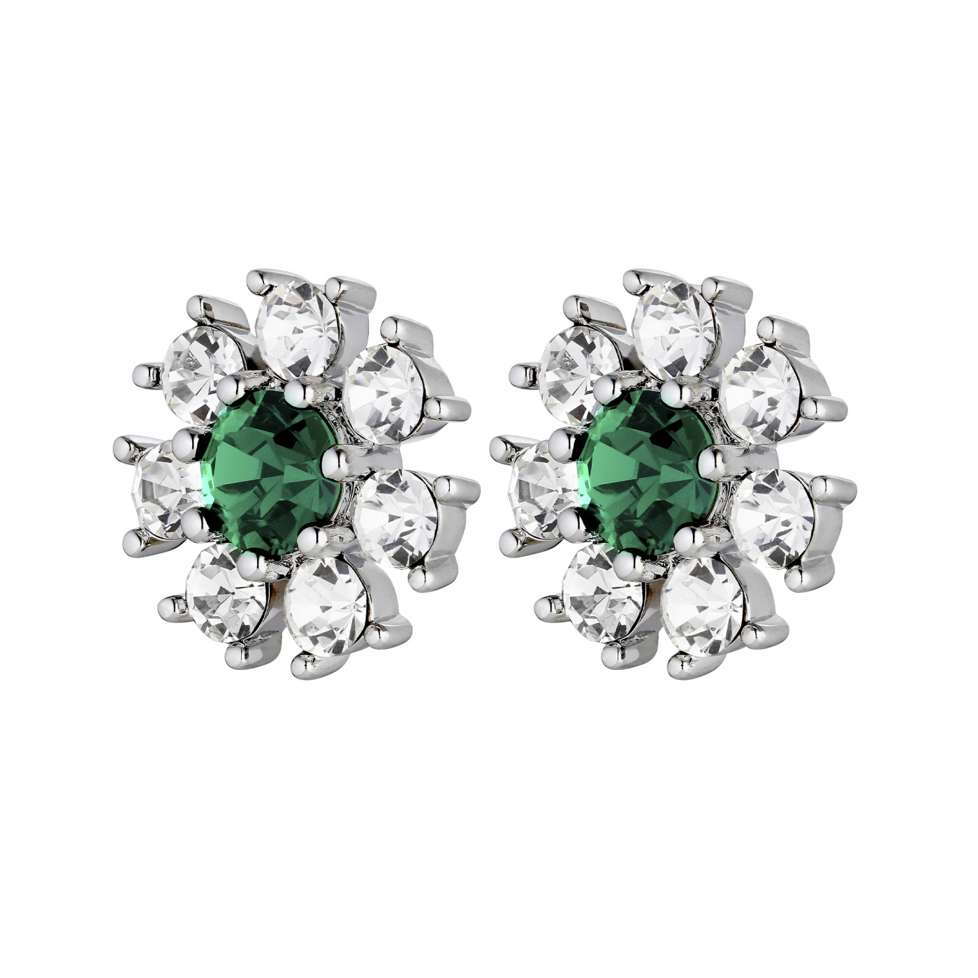 AUDE Silber EMERALD GREEN / CRYSTAL Ohrring