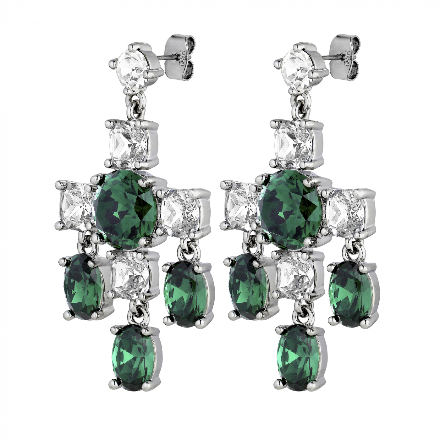 LEONORA Silber EMERALD GREEN / CRYSTAL Ohrring