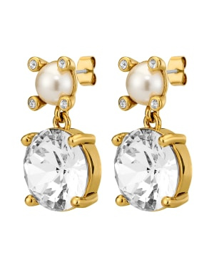 NICOLA SG CRYSTAL /WHITE PEARL Earrings Gold