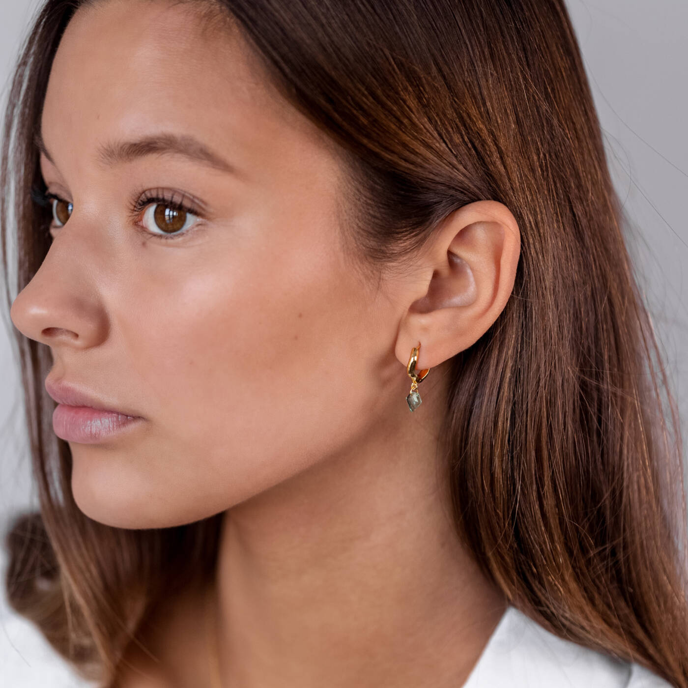 Diamona Green Quartz Ohrring Gold