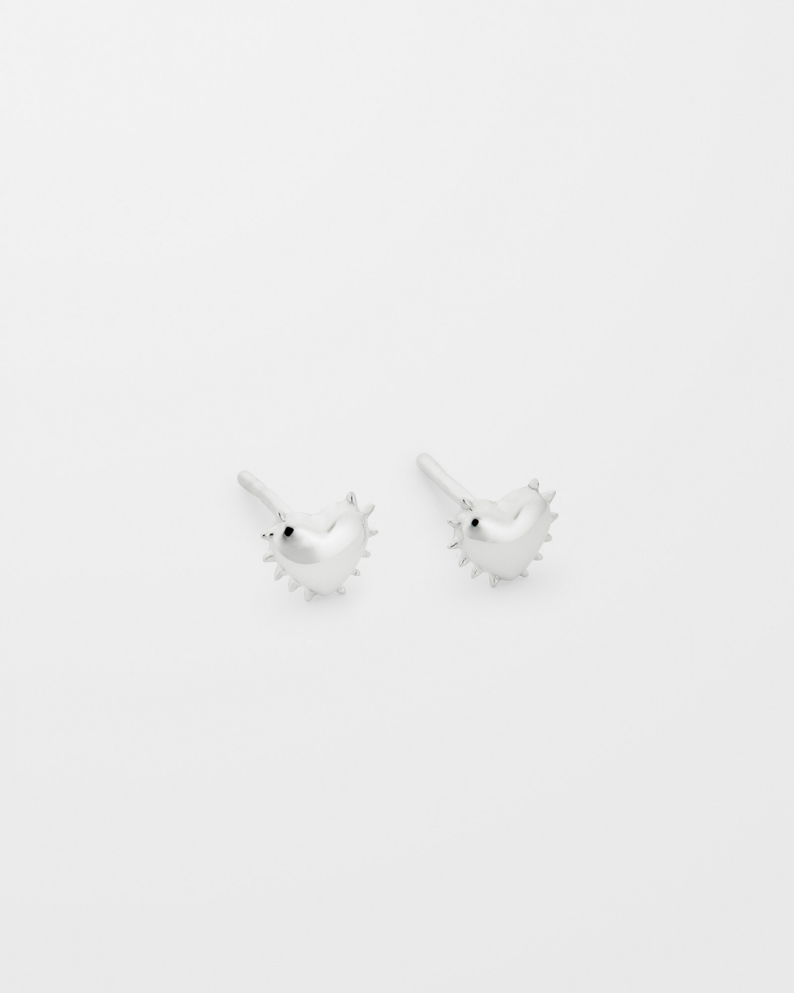 True Love Spike Heart Stud Earrings Silver