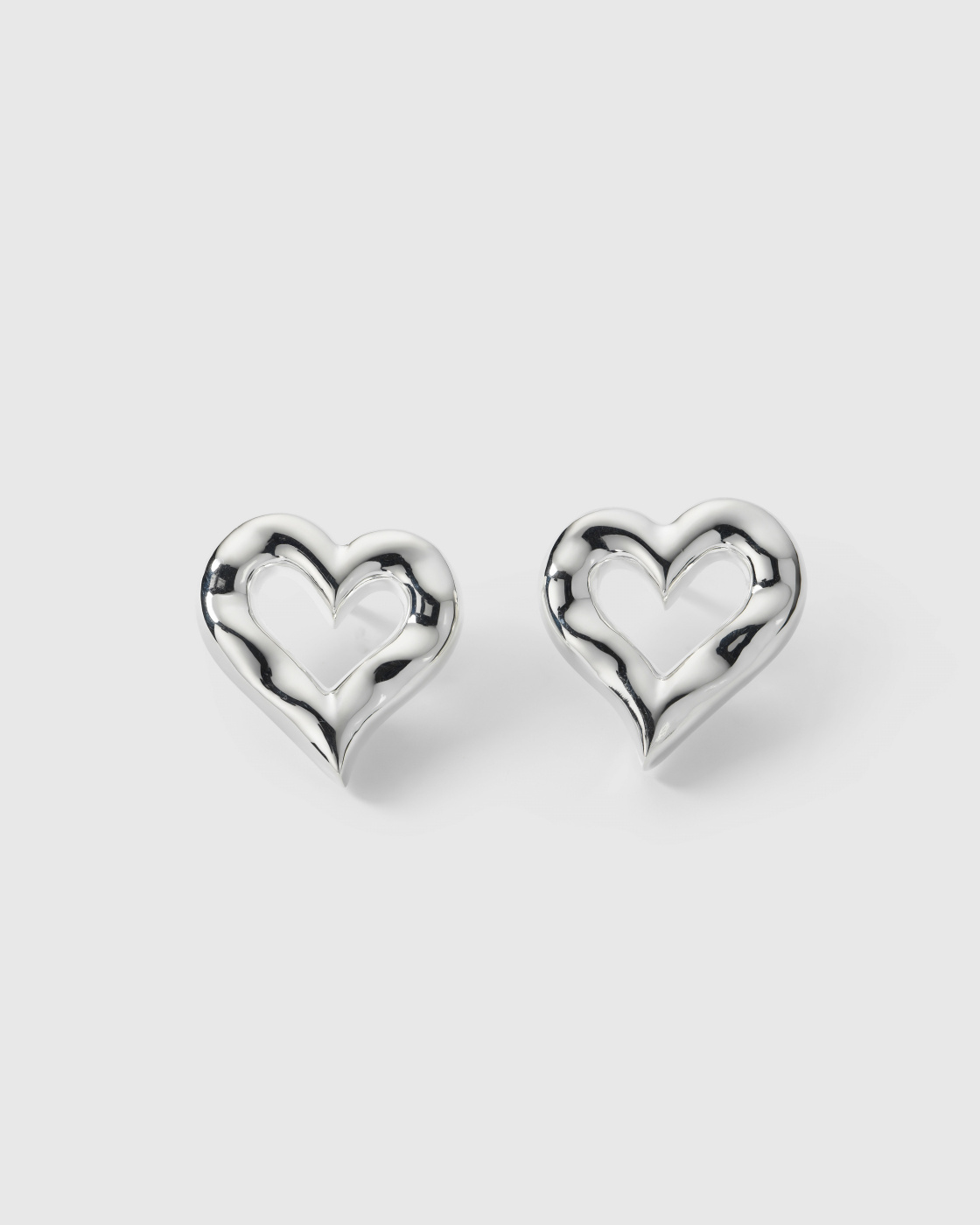 Puff Heart Earrings Silver