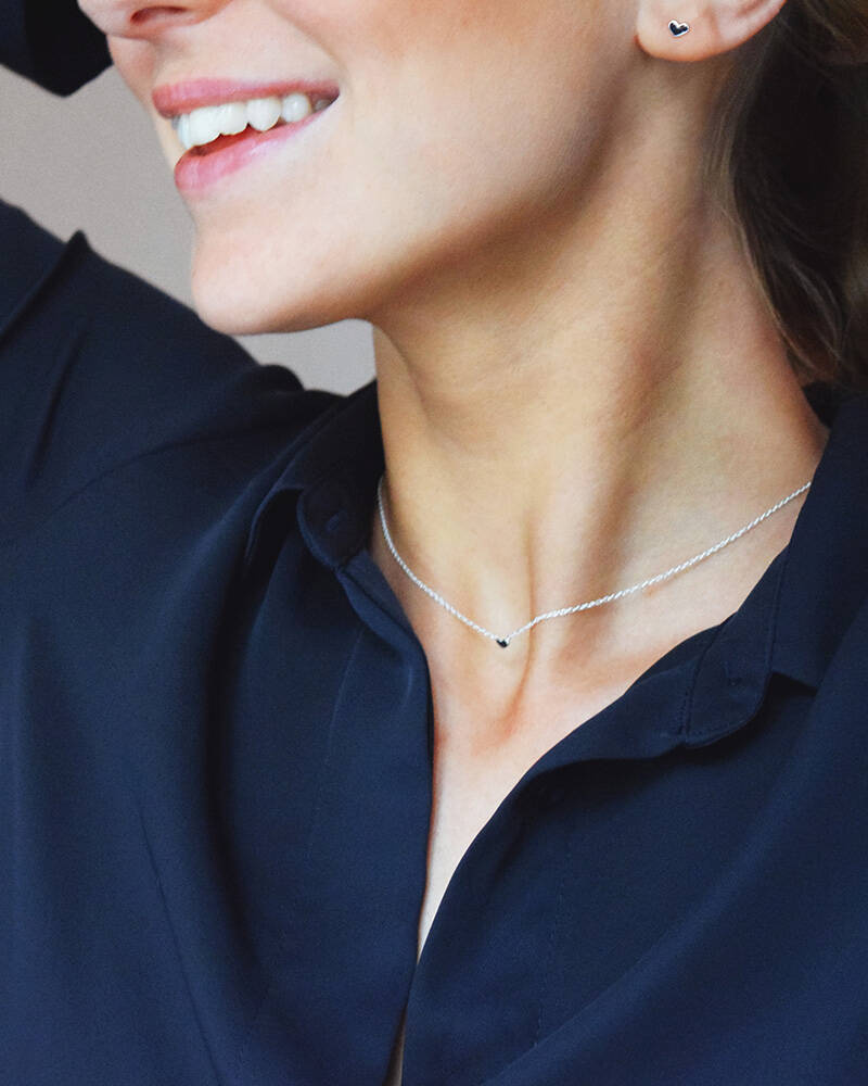 Loving Heart drop Halsketten Silber