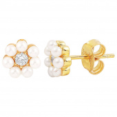 Aya flower pearl sticker Ohrringe Gold