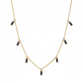 PRINCESS BAGUETTE Halsketten schwarze Zirkoner (Gold)