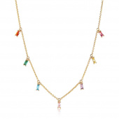 PRINCESS BAGUETTE Halsketten mehrfarbige Zirkoner (Gold)
