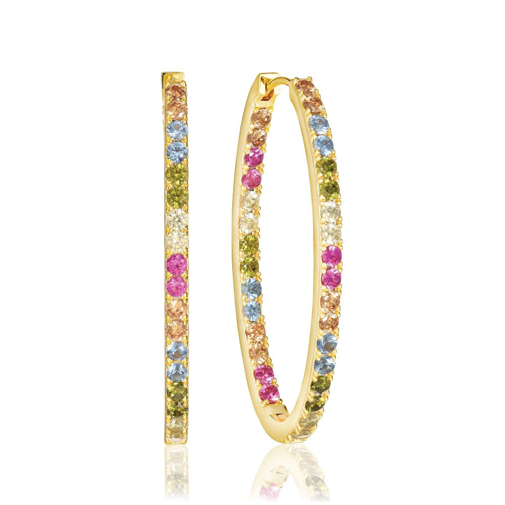 Ellisse Medio - 18k Goldpläterade, med multifärgade zirkoner Ohrring