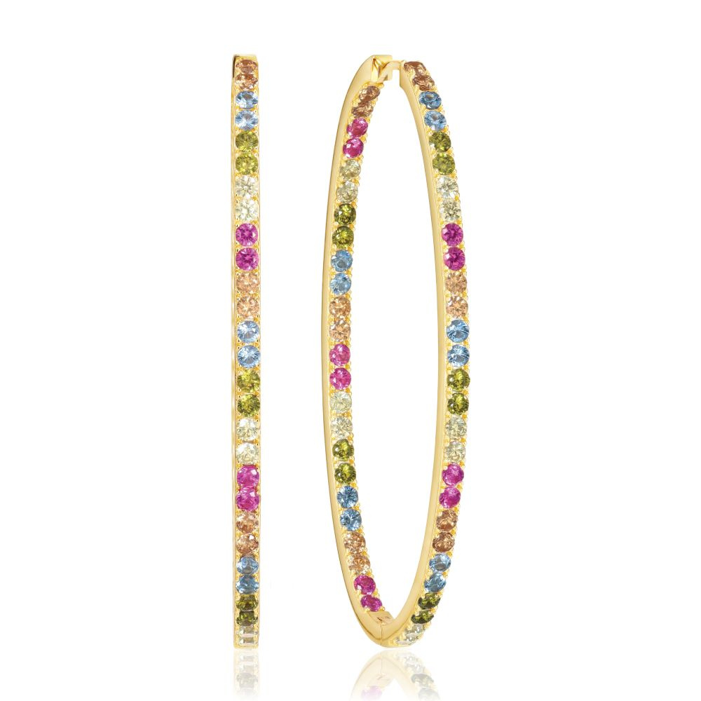 Ellisse Grande - 18k Goldpläterade, med multifärgade zirkoner Ohrring
