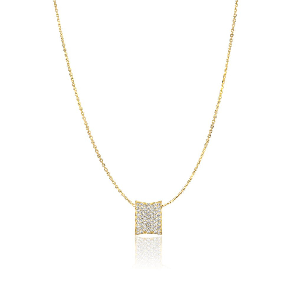 Feline Concavo - 18k Goldpläterad, med vita zirkoner Halsketten