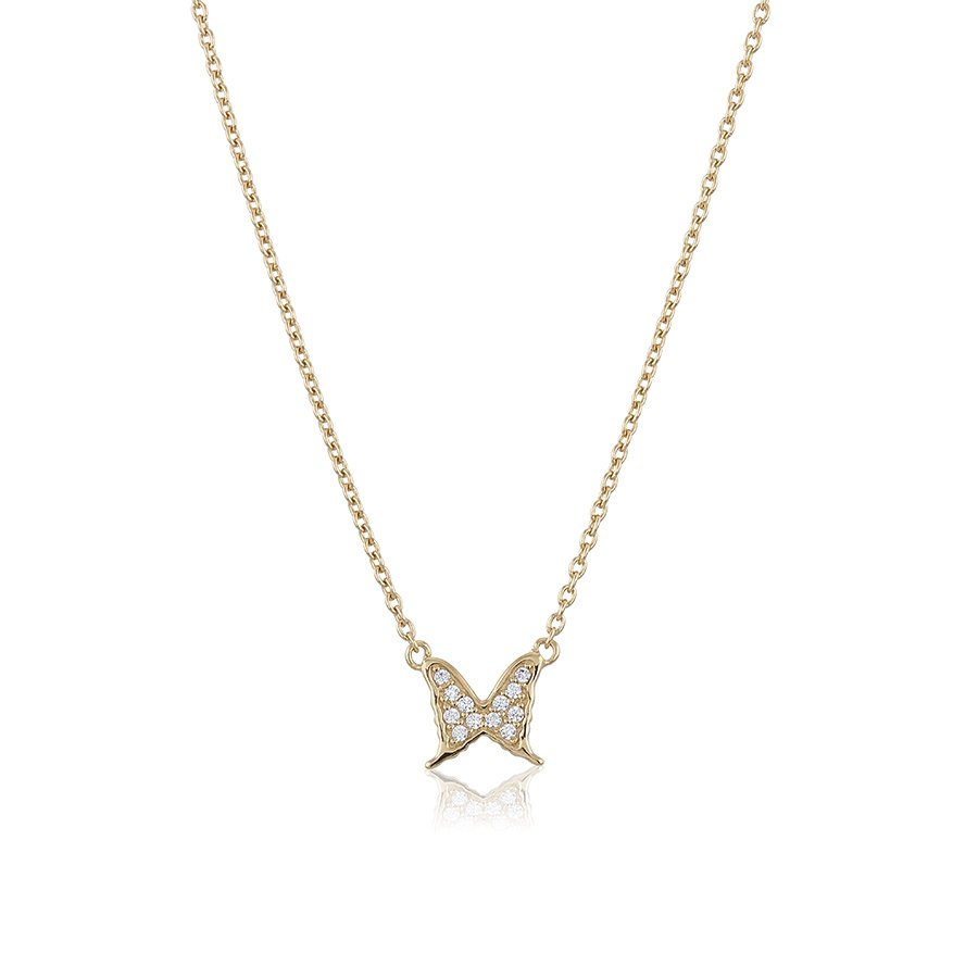 Petite papillion sparkling Necklace Gold