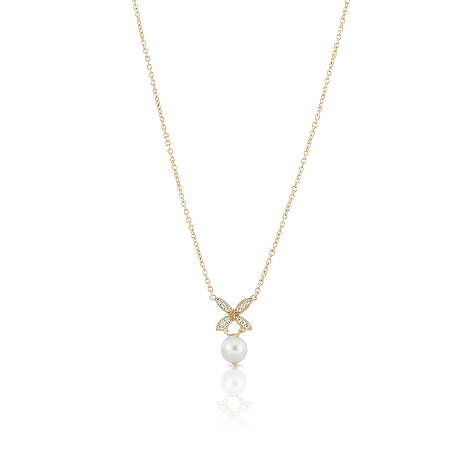 Ellipse mini pearl Necklace Gold