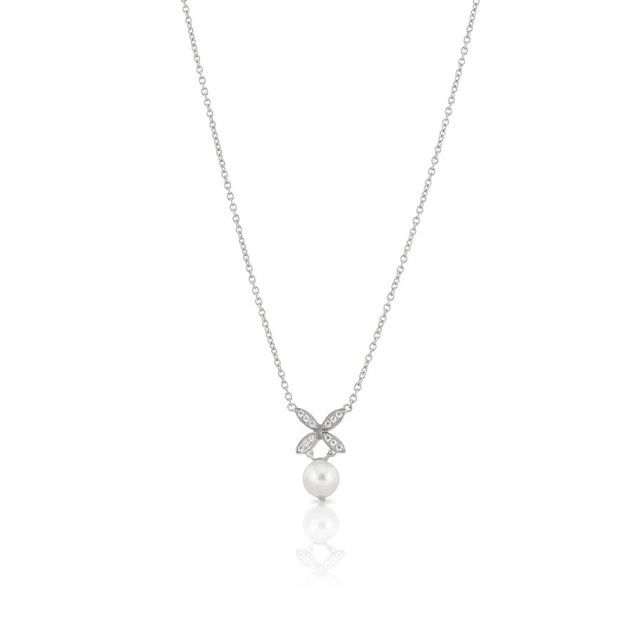 Ellipse mini pearl Necklace Silver